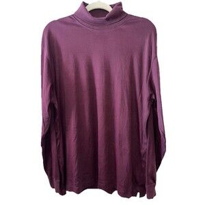 Brooks Brothers Burgundy Turtleneck Performance Knit 100% Supina Cotton Size L